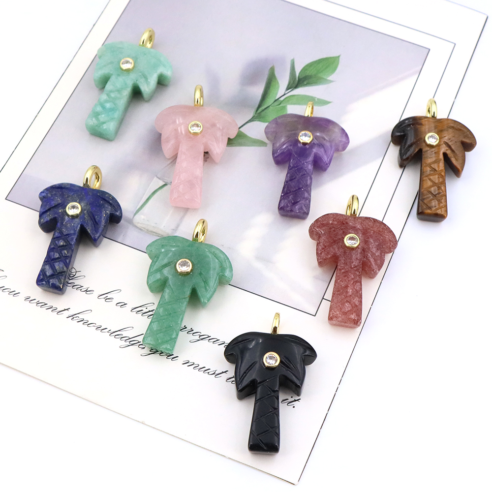 Natural Stone Coconut Tree Pen - Crystal Pendant Necklace Natural Stone recension och pris