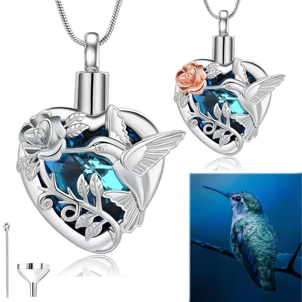 Hummingbird Heart Urn Locket N - Heart Locket Necklace Photo recension och pris