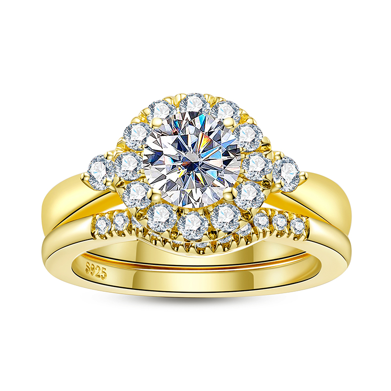 Engagement Gold Color Ring Set - Moissanite Engagement Ring 1 Carat recension och pris