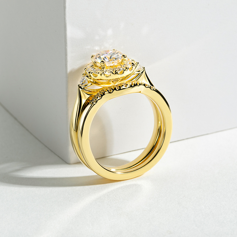 Engagement Gold Color Ring Set - Moissanite Engagement Ring 1 Carat recension och pris