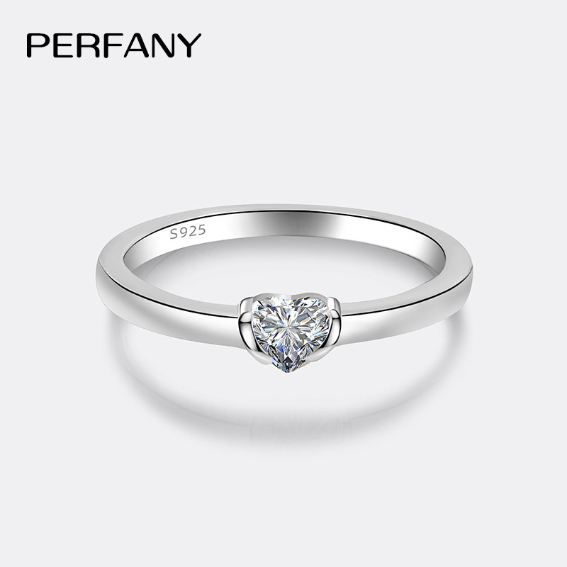 PERFANY 0.3CT Heart Cut Moissa - Moissanite Engagement Ring 1 Carat recension och pris