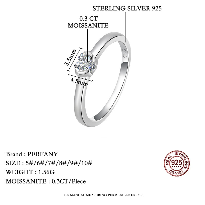 PERFANY 0.3CT Heart Cut Moissa - Moissanite Engagement Ring 1 Carat recension och pris