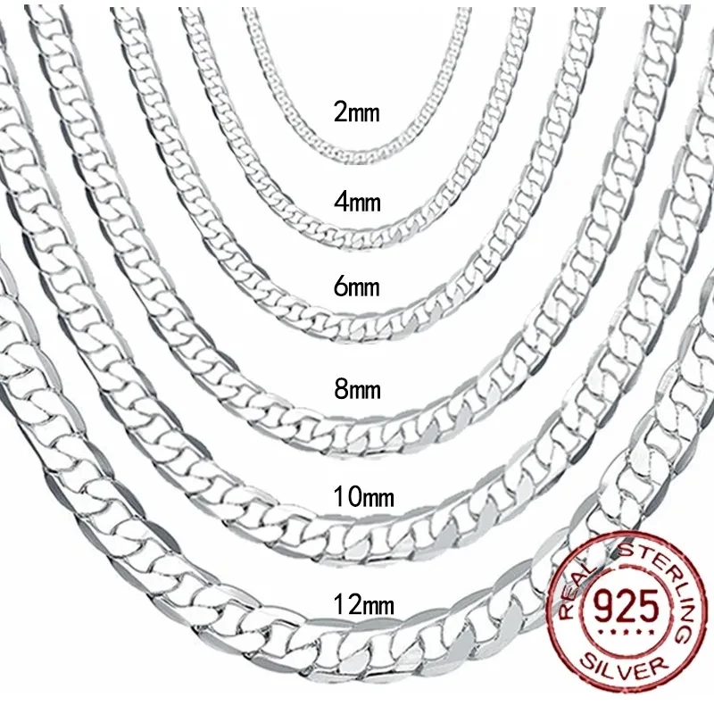 Men's 925 Sterling Silver Neck - Cuban Link Chain 12Mm recension och pris