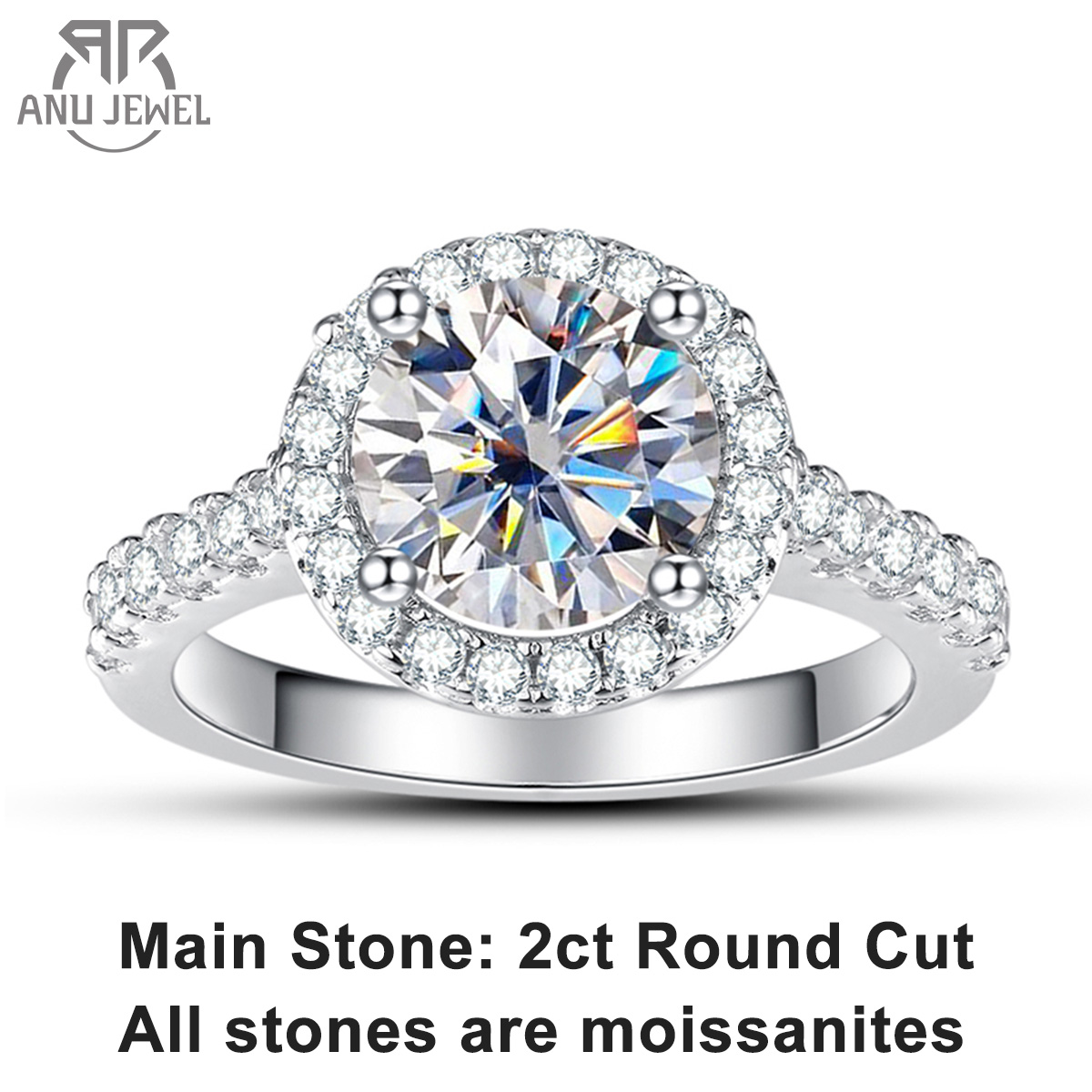 AnuJewel 2 Carat D Color Moiss - Moissanite Engagement Ring 1 Carat recension och pris